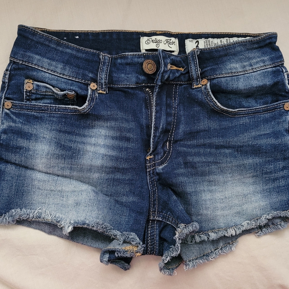 Indigo Rein Blue Distressed Jean Shorts